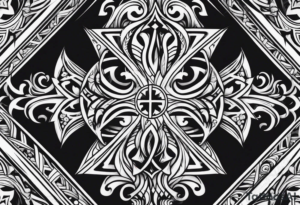 A Hawaiian tribal tattoo cross tattoo idea