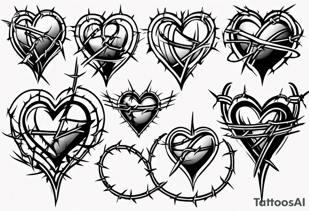 Heart with barbed wire tattoo idea