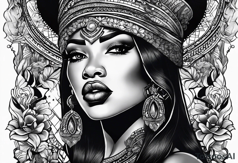 Black woman telling me to be quiet tattoo idea