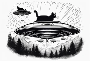 UFO abducting a cat tattoo idea