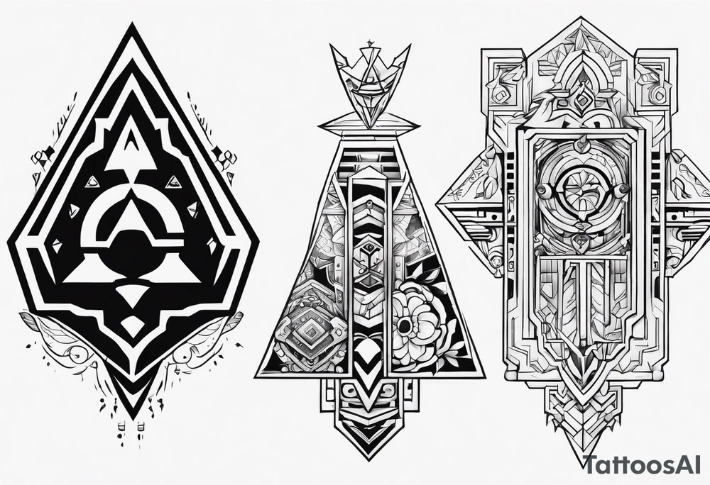 Simple tattoo inspired with video game Zelda containig name Mina and Han tattoo idea