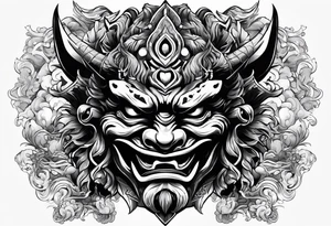 A Oni mask for protection against Evil tattoo idea