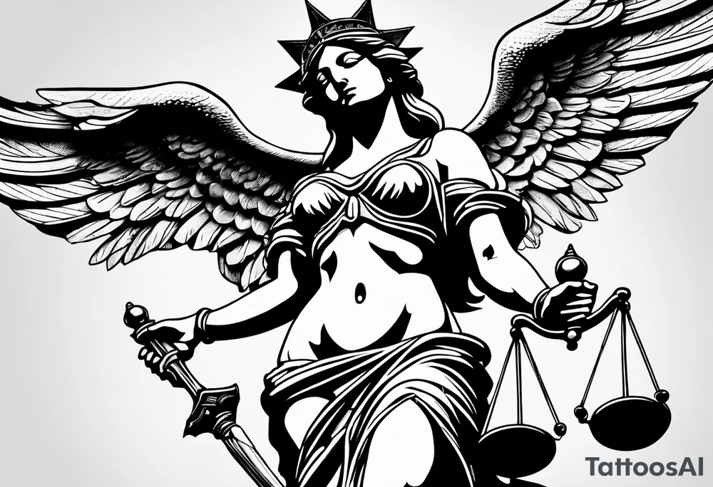 lady justice with wing tattoo idea