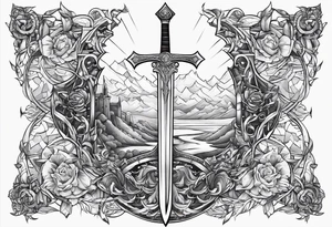 Excalibur sword 
Fire around kt tattoo idea