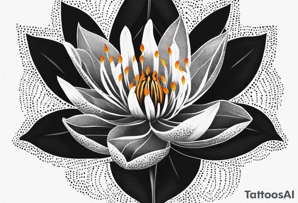 Geometric Fire Lily tattoo idea