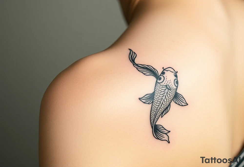 traditional koi fish swimming upstream through turbulent waves tattoo idea