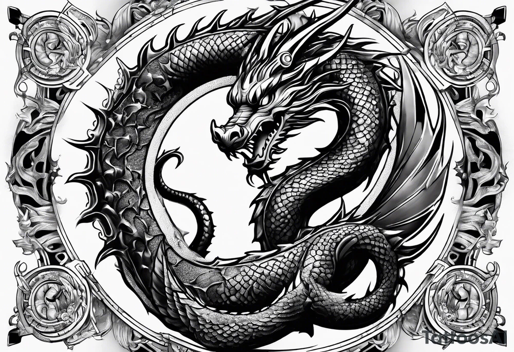 dragon with hieroglyphics tattoo idea