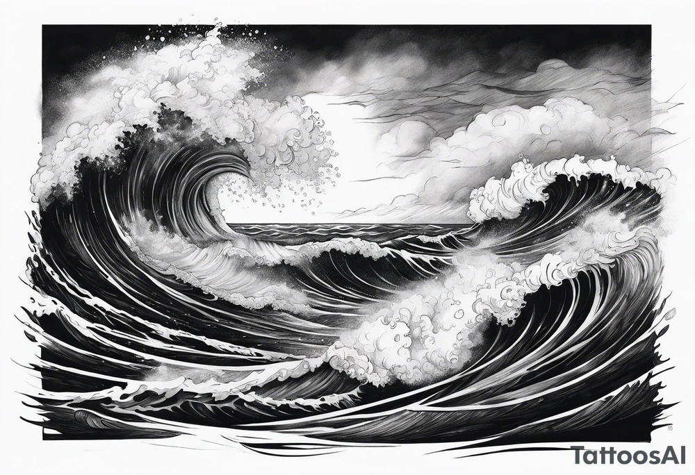 stormy sea, I am lonely and irresistible as a sea element tattoo idea