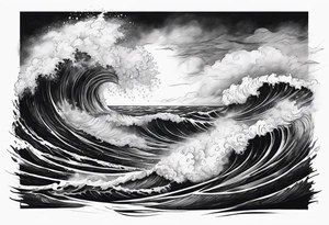 stormy sea, I am lonely and irresistible as a sea element tattoo idea