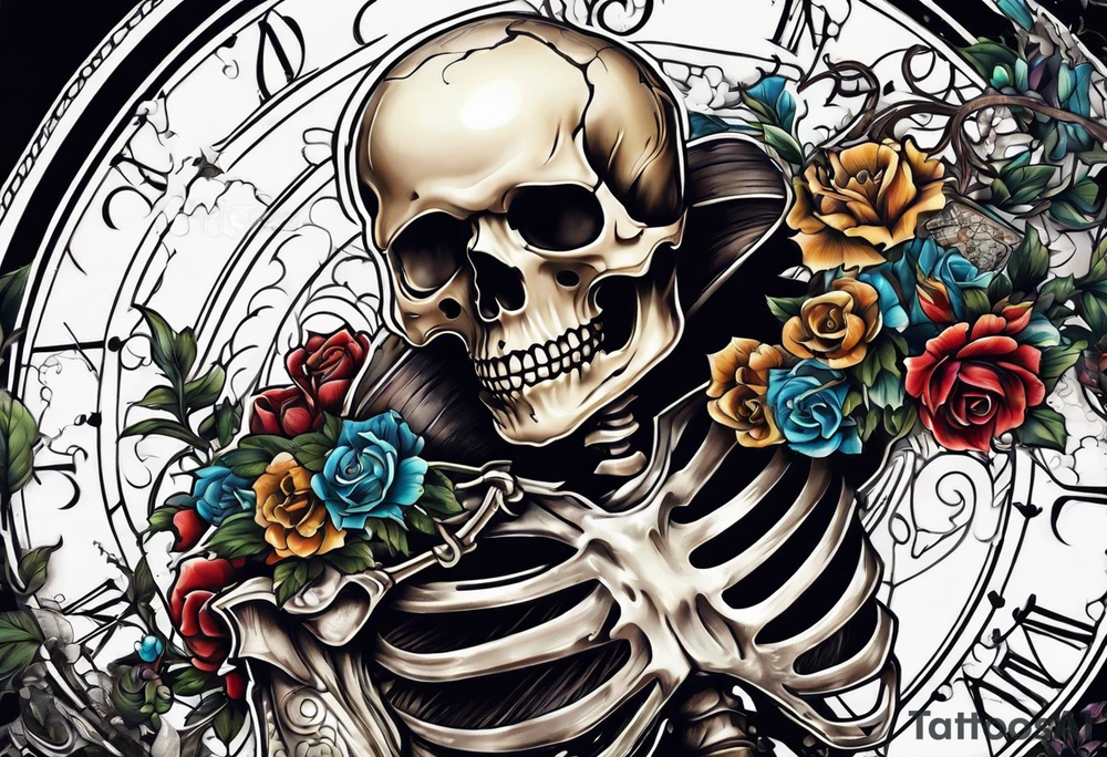 skeleton running from the world tattoo idea