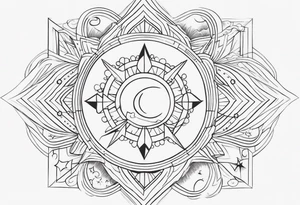 Stars, moon, sun tattoo idea