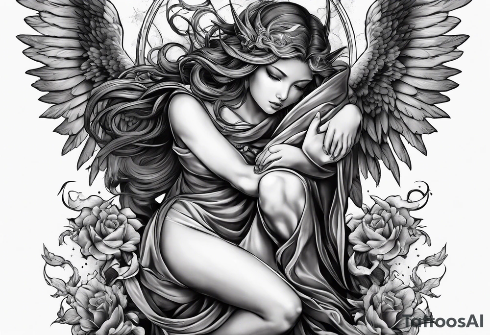 Angel vs demons tattoo idea