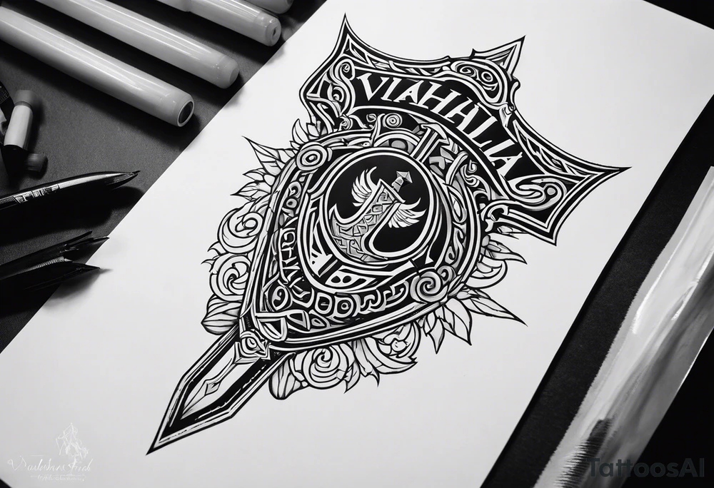 Valhalla sword shield tattoo idea