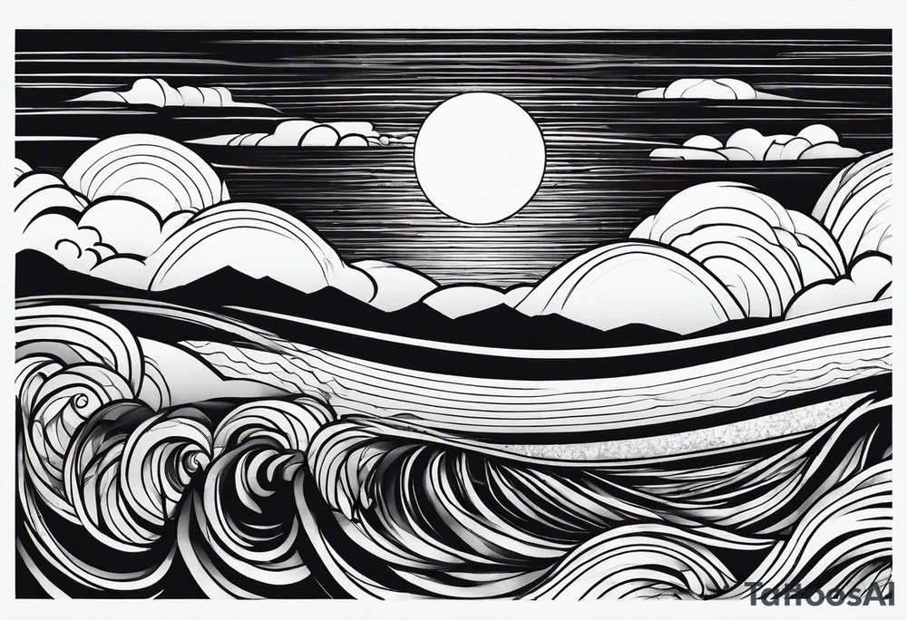 Sunset in the horizon tattoo idea