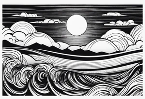 Sunset in the horizon tattoo idea