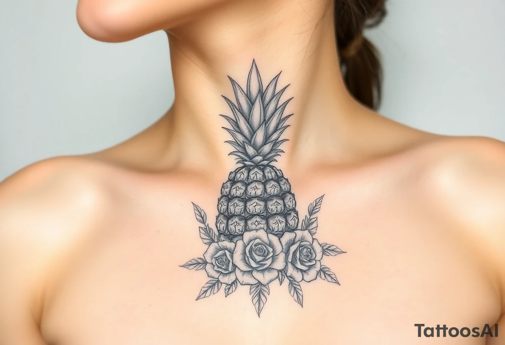 powerful pineapple with a crown,and diamonds and roses tattoo idea powerful pineapple with a crown,and diamonds and roses tattoo idea