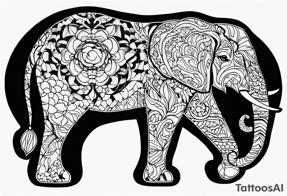 Tatoage sleef met Jungel, olifant, tijger, beer, leeuw, cameleon tattoo idea