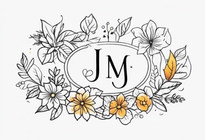 family tattoo with the initials J, M, W, E tattoo idea