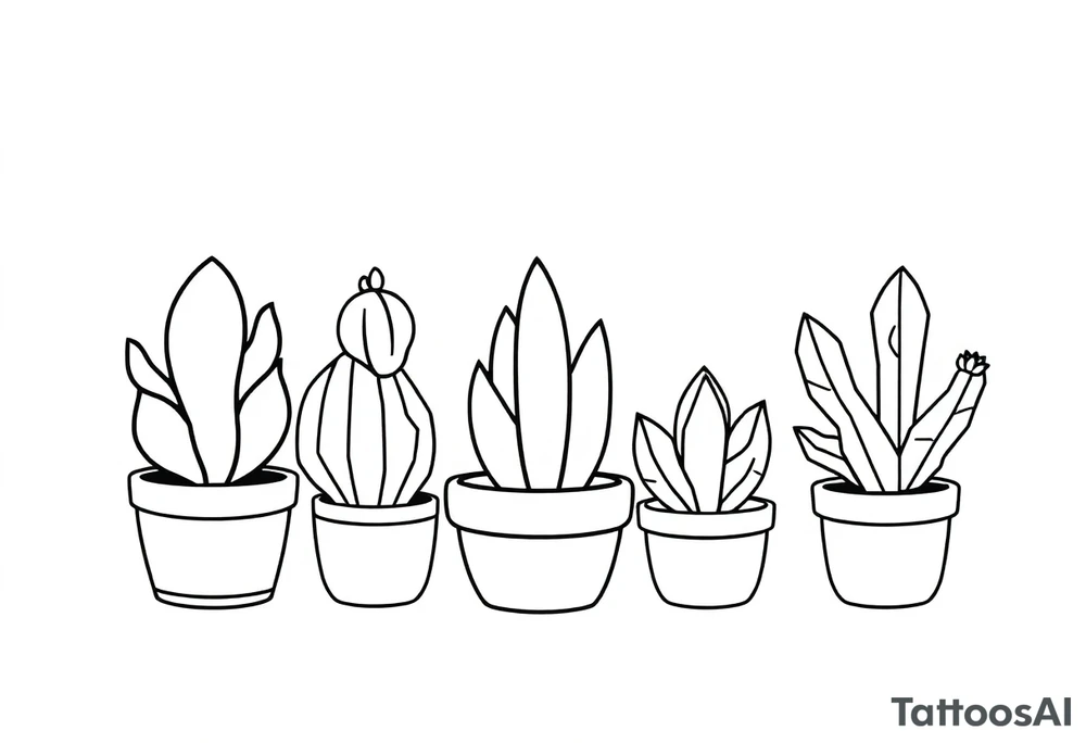 6 unique and Cute succulent and cacti in a pot tattoo idea