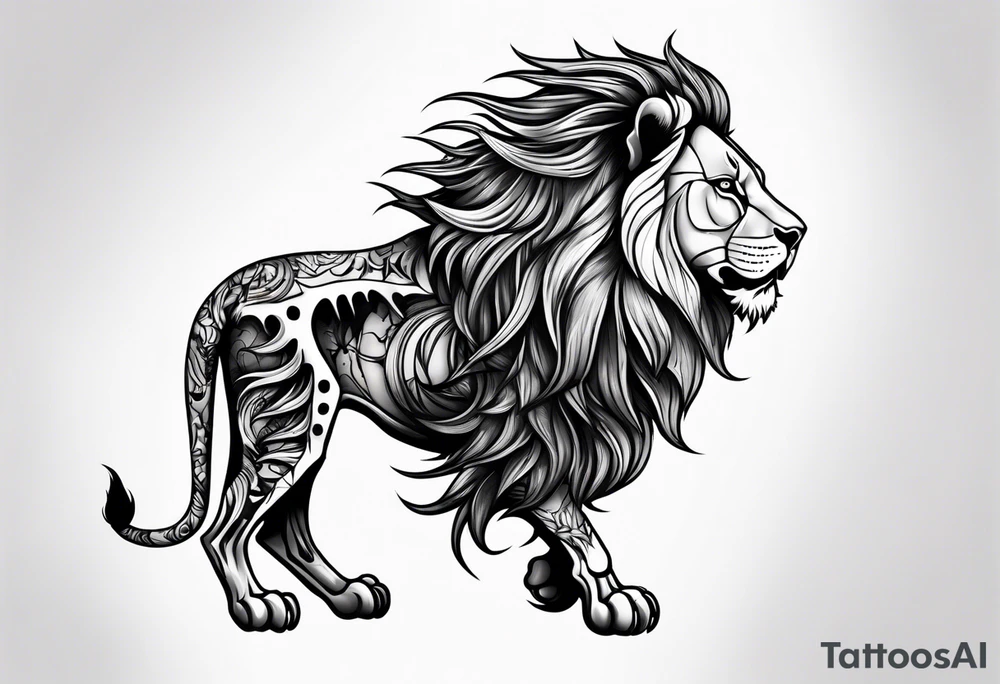 gothic lion skeleton side profile hunting tattoo idea gothic lion skeleton side profile hunting tattoo idea