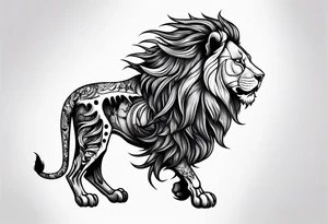 gothic lion skeleton side profile hunting tattoo idea