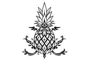 pineapple with diamonds  and magestic, crown, vagina, anus, pubic tattoo idea