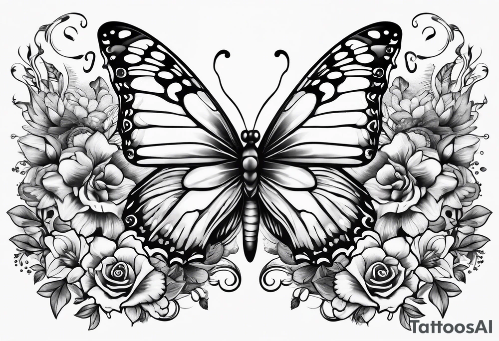 Butterflies and oceans tattoo idea