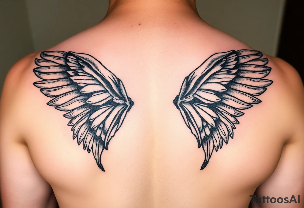 eros and psyche Greek mythology  inspired using angel wings and butterfly wings as core concepts tattoo idea