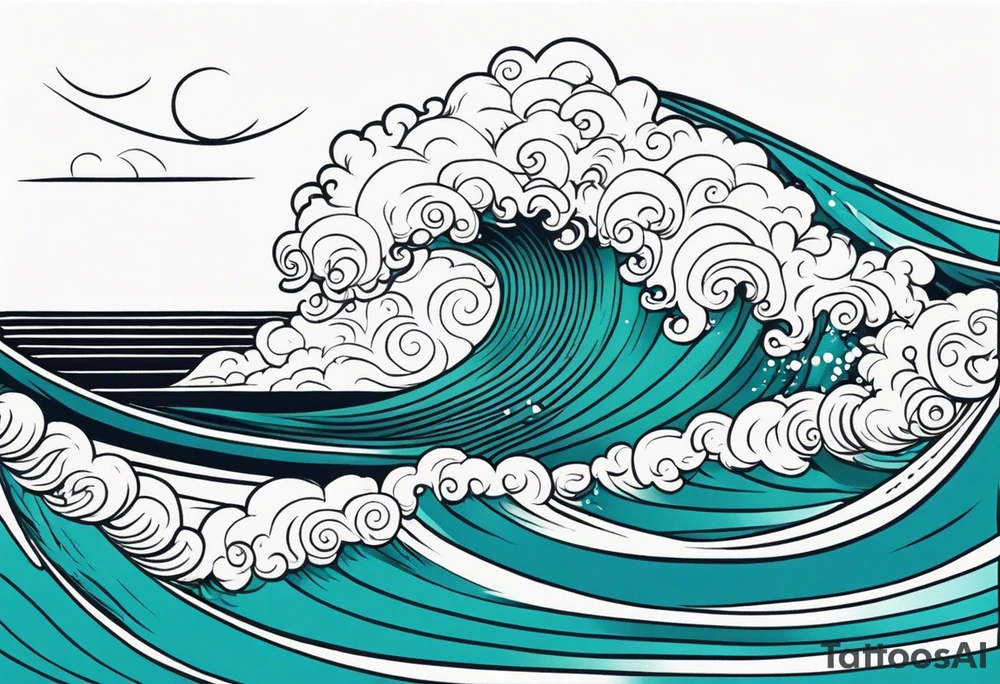 ocean waves tattoo vintage traditional simple and bold colors
within borders tattoo idea