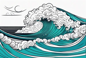ocean waves tattoo vintage traditional simple and bold colors
within borders tattoo idea
