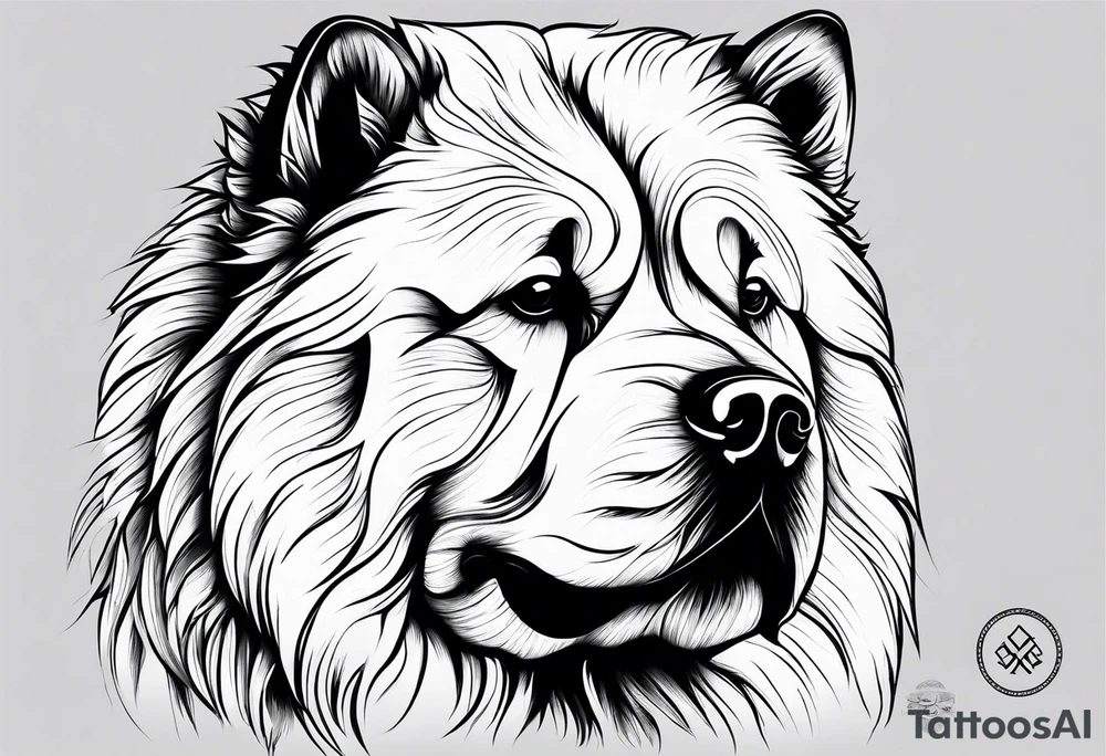 Chow chow dog fine line tattoo tattoo idea