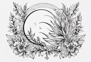 elegant line 
dainty 
spiritual 
moon 
sun 
arrow
spine
narrow
leaves
spring
phoenix
linework tattoo idea