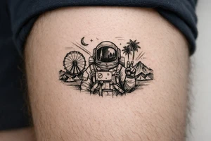 Coachella music festival, without the title of the festival, with astronaut tattoo idea