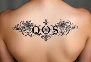 text reading "QOS" across a womb tattoo tattoo idea