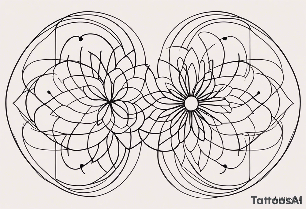 Minimalist tattoo design with thin, delicate lines, inspired by the emotional strength and familial connection. It should convey love, tranquility, and resilience, representing the influence of two grandmothers, a mother, two sisters, and a father in the user’s life. The design should evoke unity, respect, and the emotional strength these individuals provide, maintaining a clean and elegant style. Preferably in black ink, ideal for expressing a deep and meaningful bond, suitable for placement on the forearm or chest. tattoo idea