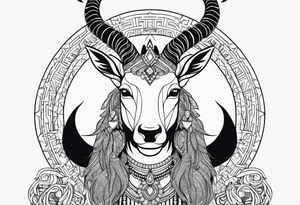 capricorn, one of one , African deities tattoo idea