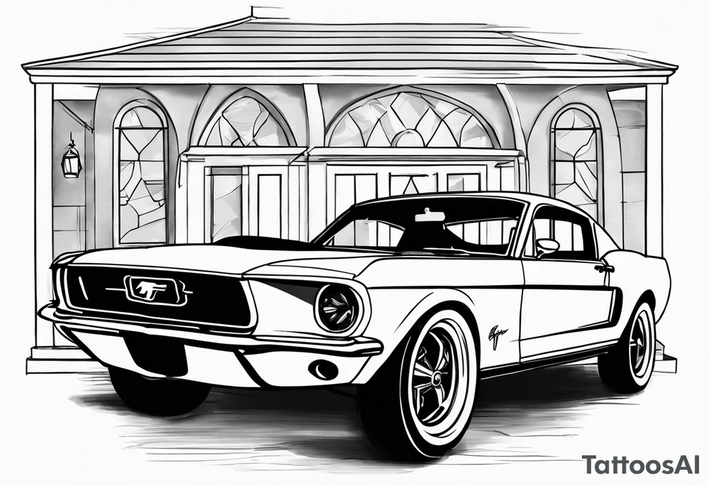 Ford Mustang wedding chapel tattoo idea