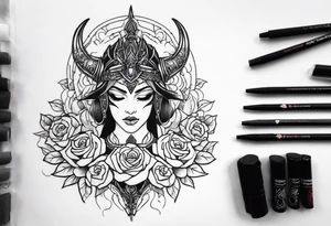 Warrior and roses tattoo idea