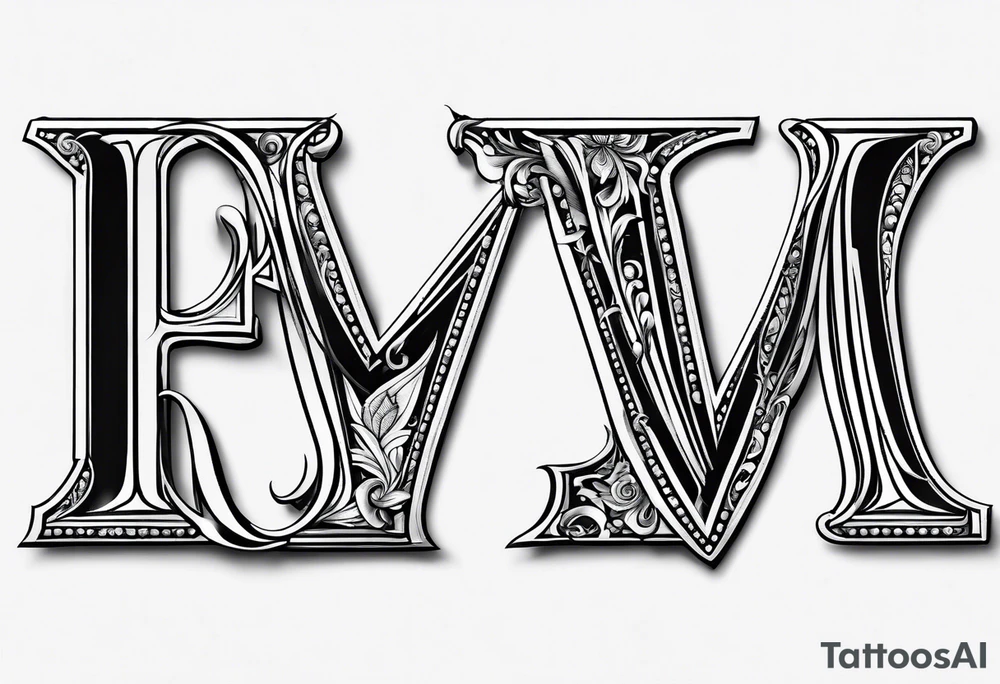 A letter M for my Wife Letter A for my daughter and a letter C for my Son tattoo idea