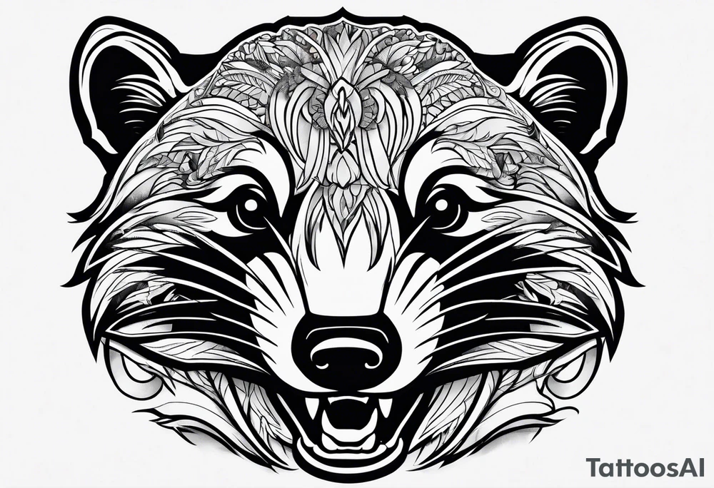badger mouth open tattoo idea