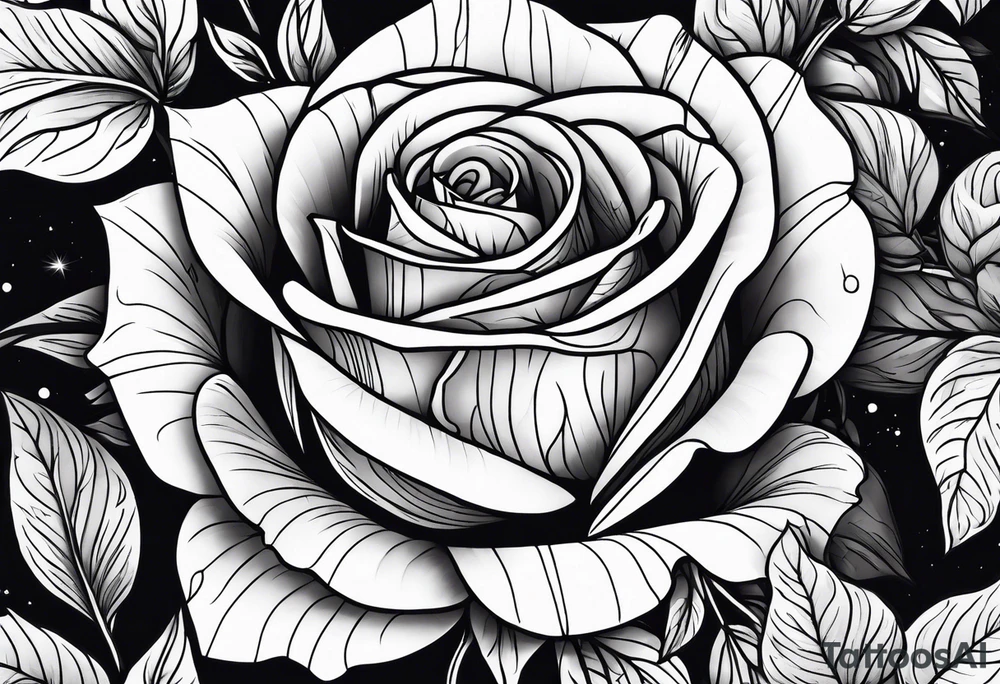 roses and dark forest tattoo idea
