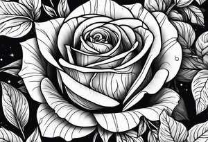 roses and dark forest tattoo idea