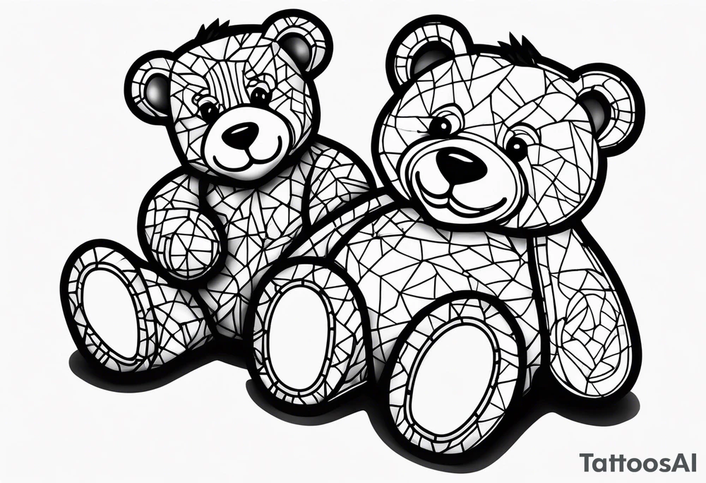 Teddy bear stain glass tattoo idea
