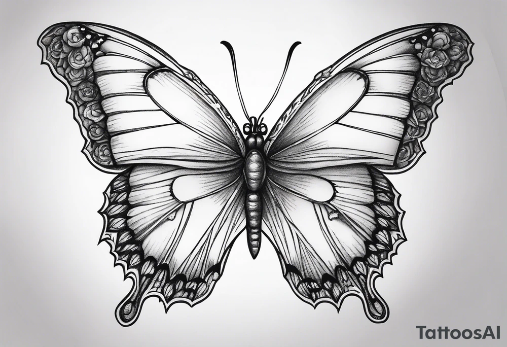 carnation moon butterfly tattoo idea