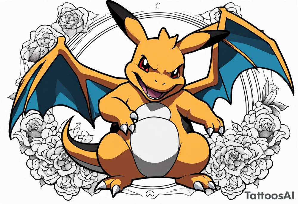 Charizard holding pikachu tattoo idea