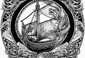 Valhalla sword shield long ship dragon axe Valknut tattoo idea
