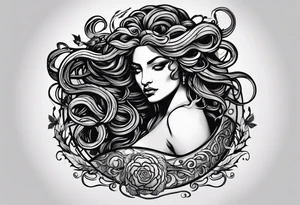 Gruselige und Düstere Medusa mit den Schlangenhaaren auf transparentem Hintergrund tattoo idea