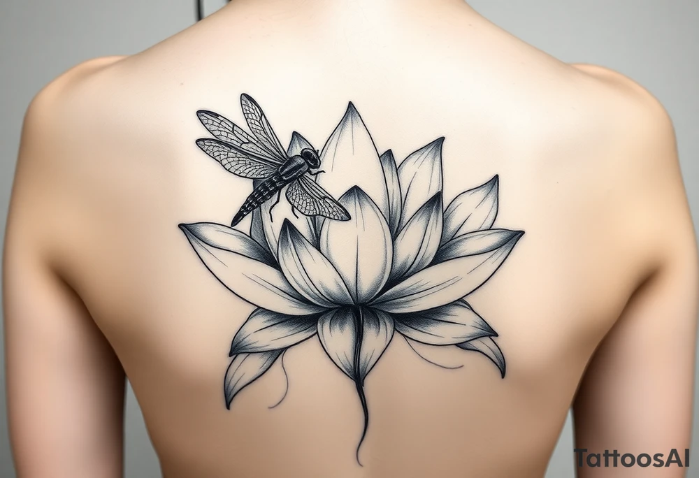 Lotus with dragonfly tattoo idea