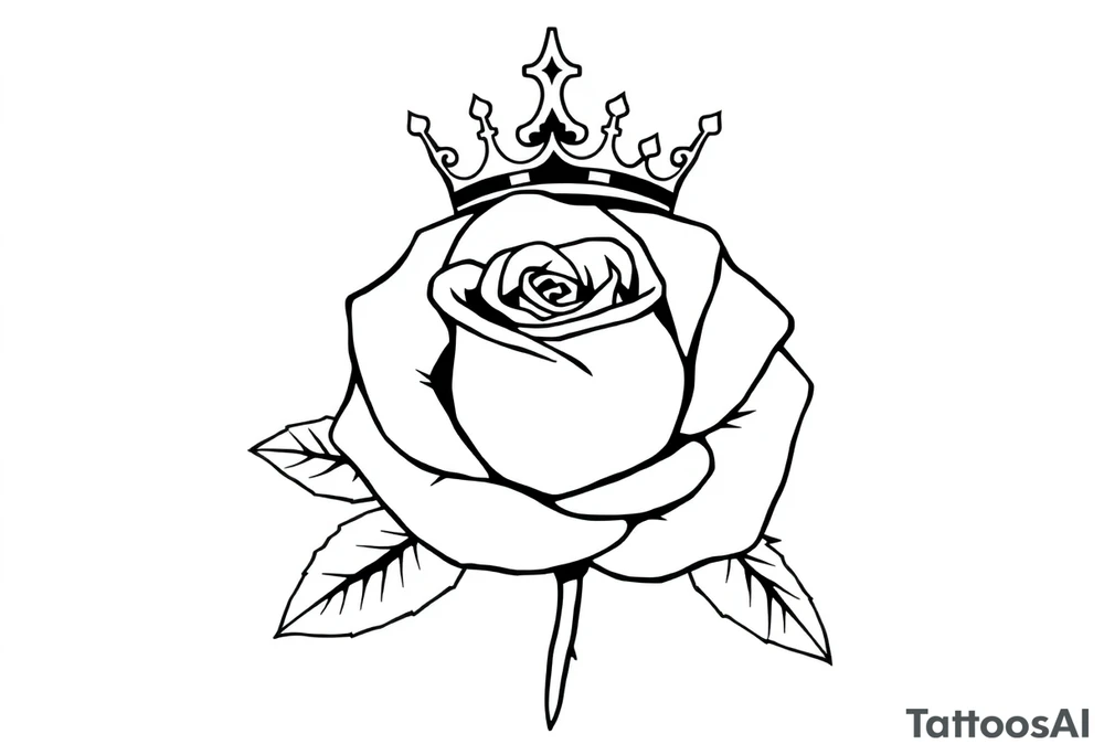 A Rose with a kings crown on it tattoo idea