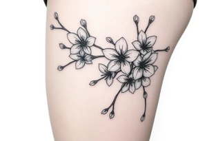 delicate cherry blossoms swirling in spring breeze with petals tattoo idea